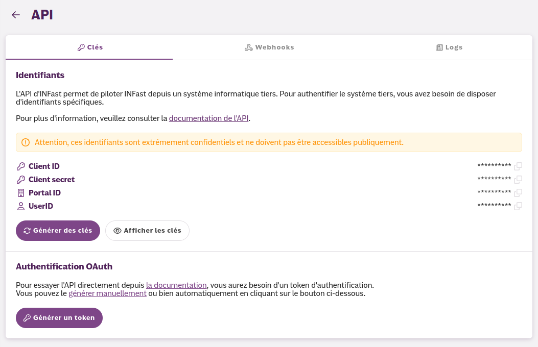Screenshot of INFast application