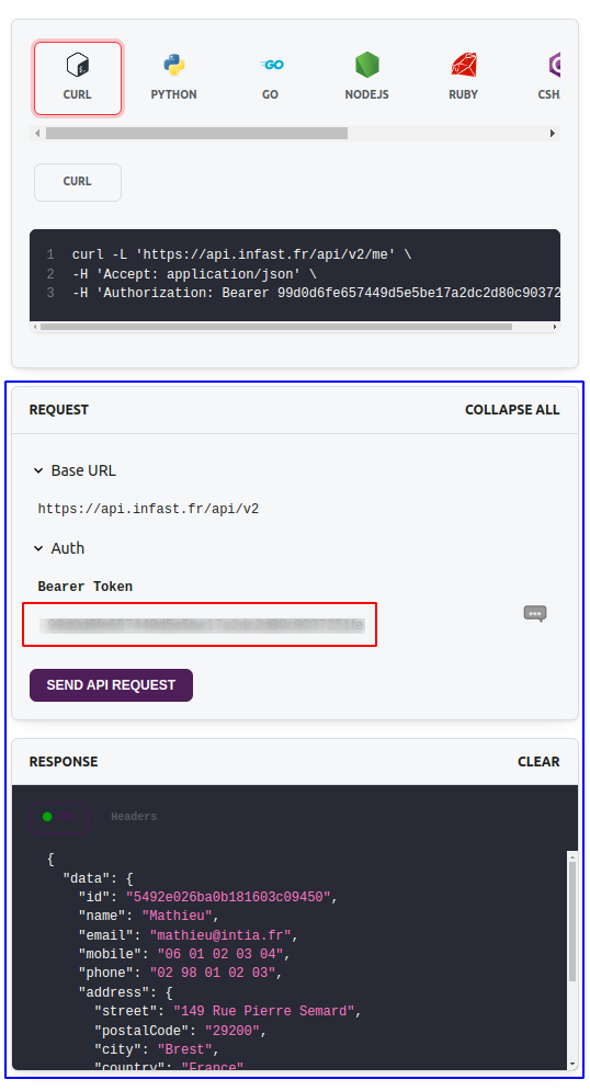 Test endpoint from api documentation